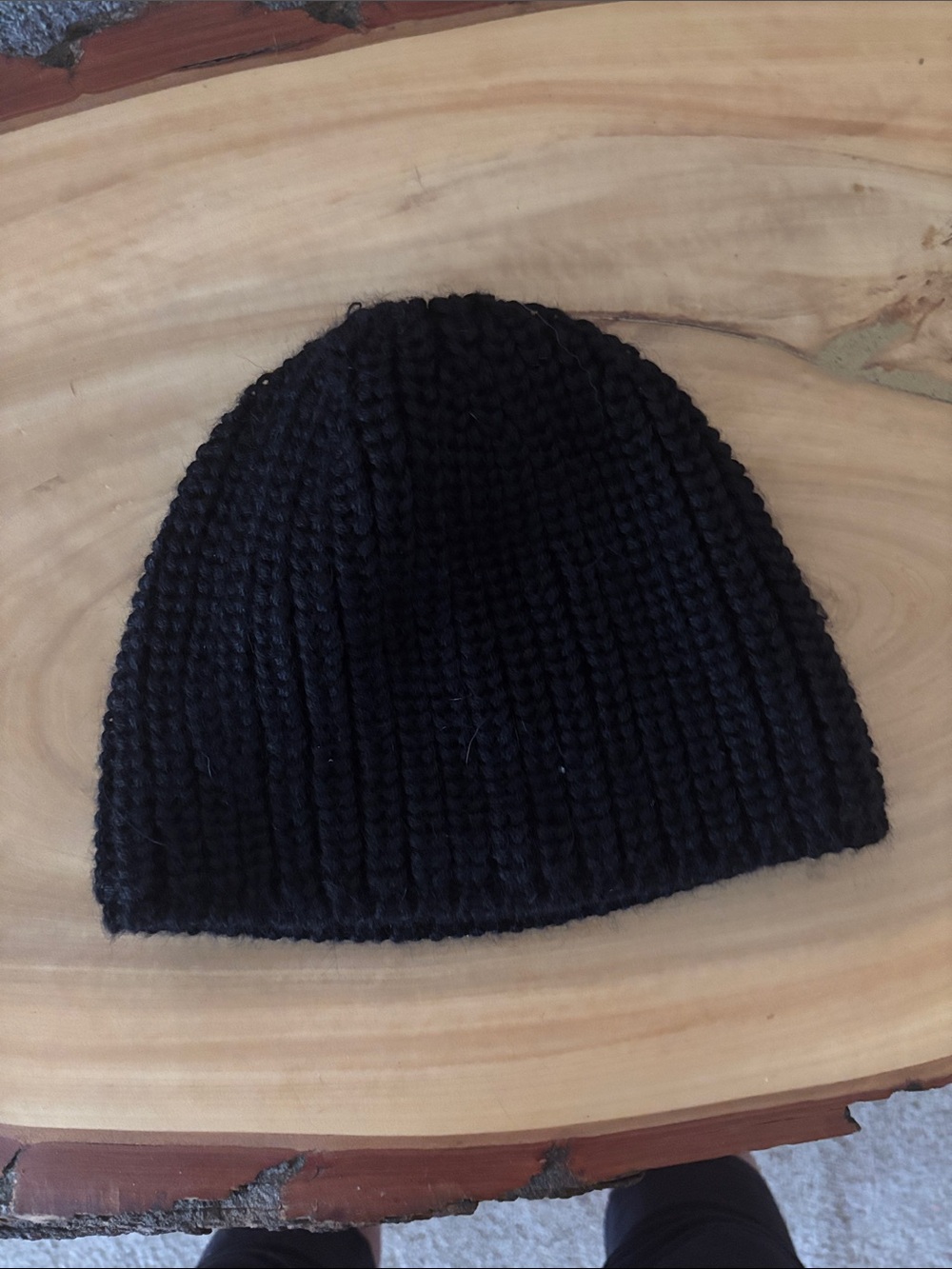 Classic Black Ribbed Knit Beanie
